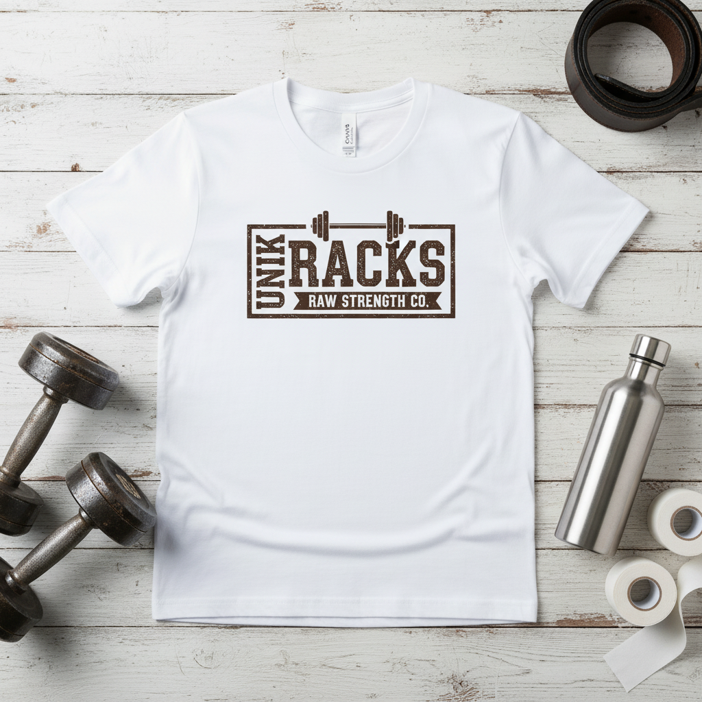 UNIKRACKS White T-Shirt with RACKS Badge Logo