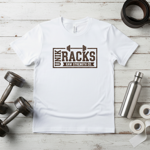 UNIKRACKS White T-Shirt with RACKS Badge Logo